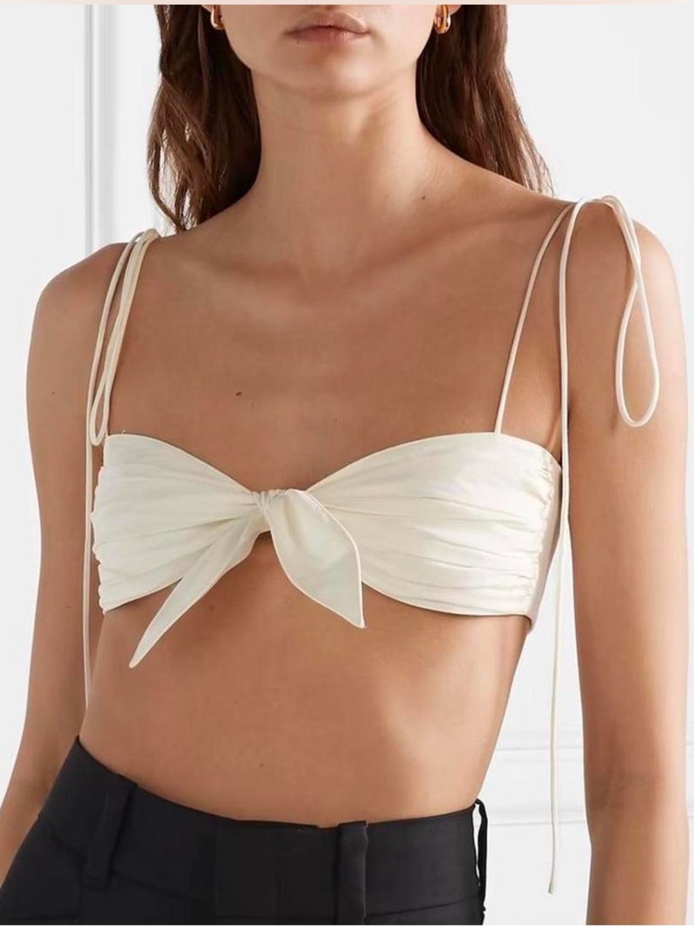 Orseund Iris Cha Cha Top Ivory S Tie Front Bandeau